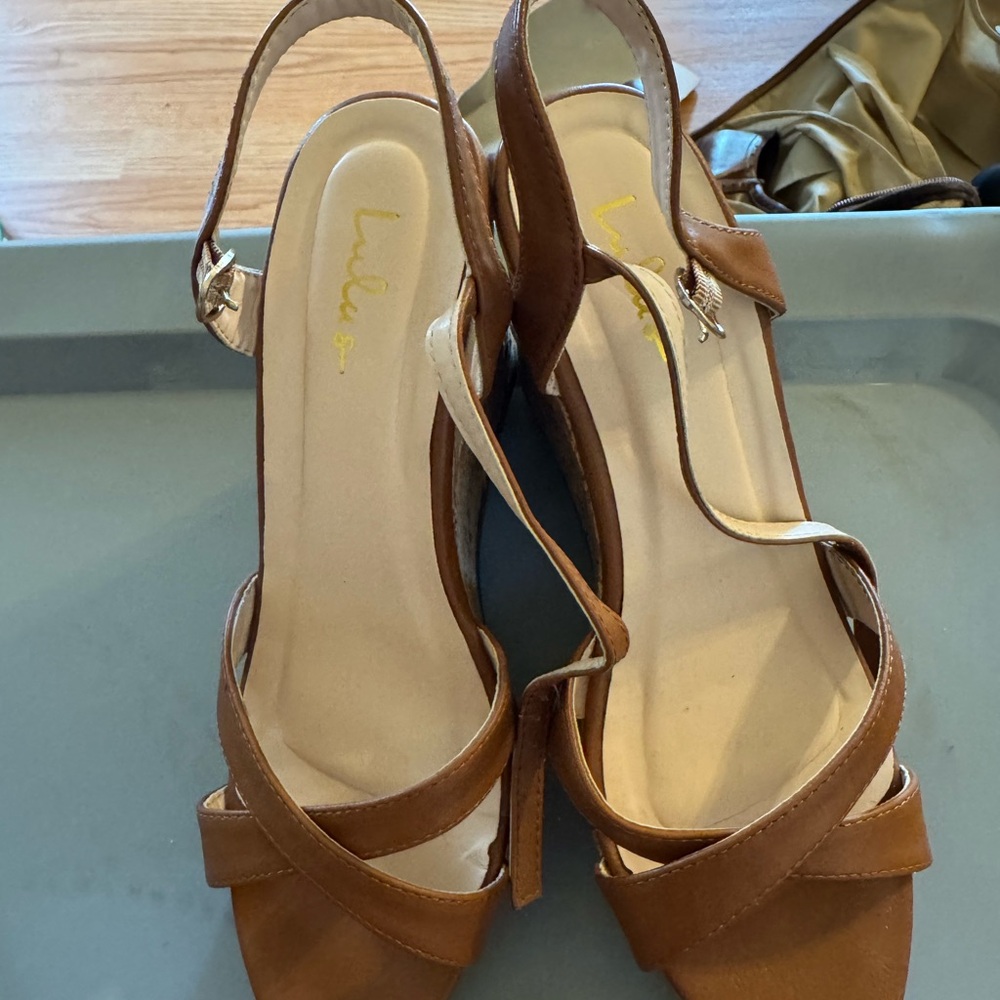 Lulu's Brown Strappy Wedge Sandals